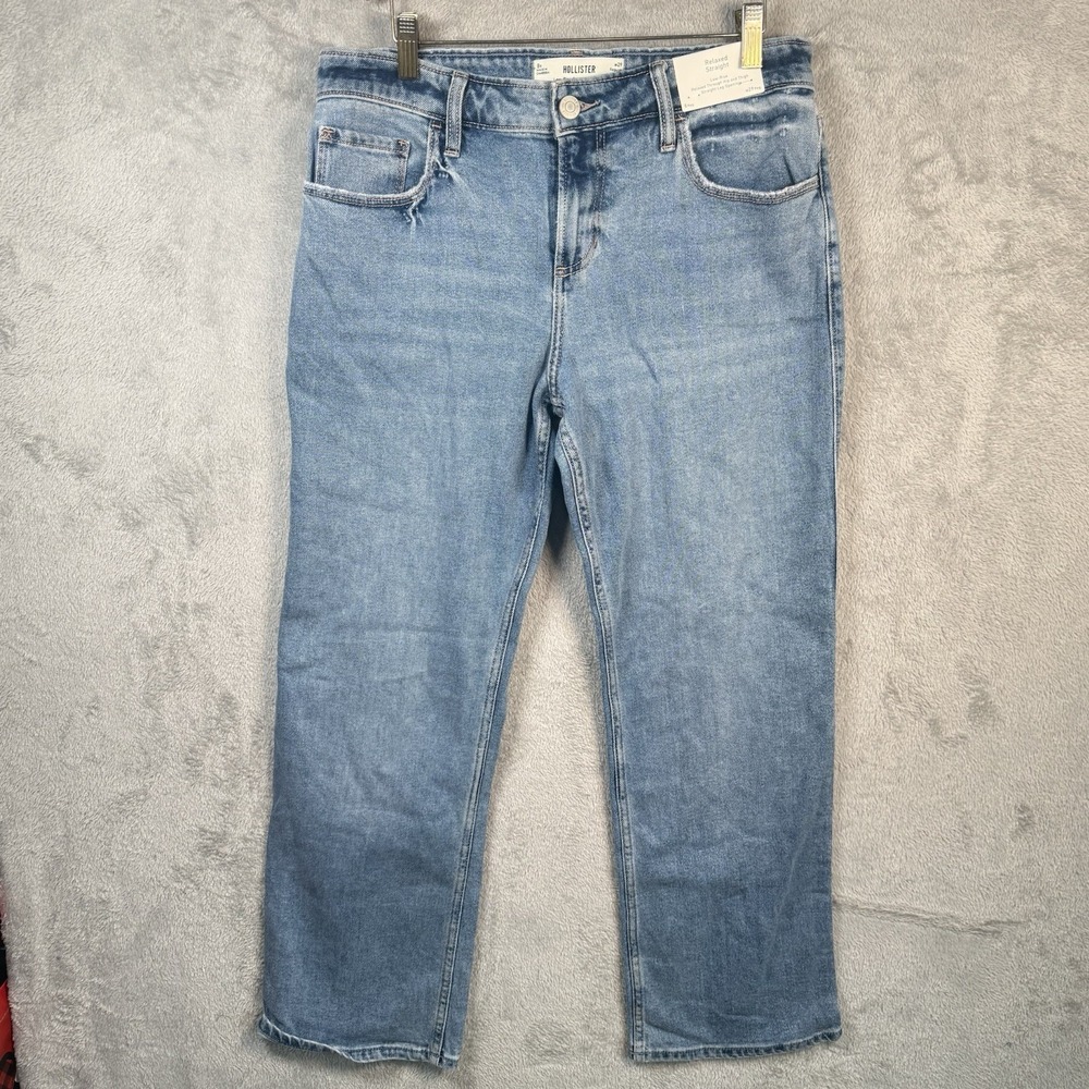 Hollister Jeans Womens 8 Medium Wash Low Rise Relaxed Straight Leg Denim NWT